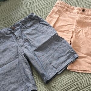 Blue and Beige Casual Shorts Set Adjustable Waist